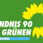 Logo von BÜNDNIS/DIE GRÜNEN Ortsgruppe Klein Nordende mit Sonnenblume und grünem Hintergrund